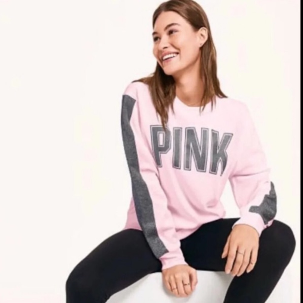 NWT Pink VS sweater Campus crew & Legging Set